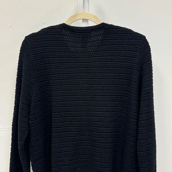 Anrabess Black‎ Knit Cardigan Sweater Gold Crest Button Front Pocket Size Medium - Image 5