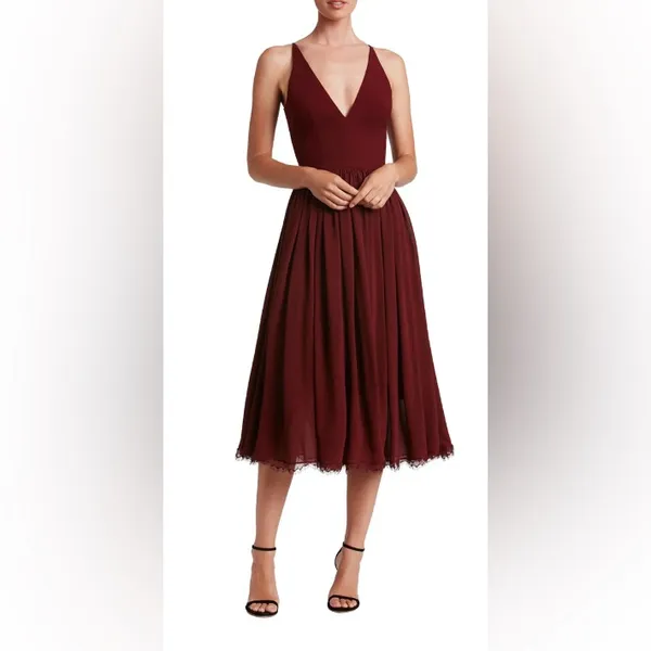 NWT Dress the Population Alicia Dress Burgundy – Size Medium - Image 14
