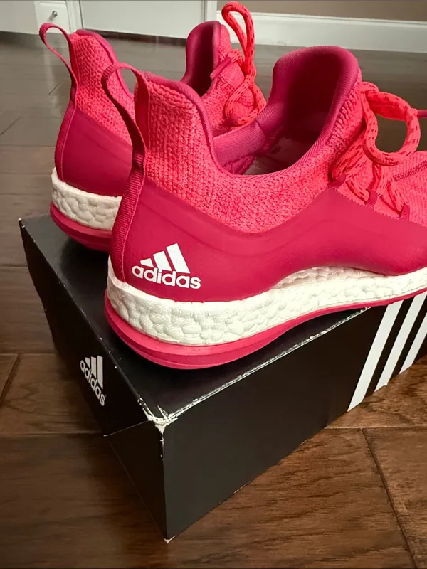 Adidas Hot Pink Knit Lace-Up Sneakers - Image 3