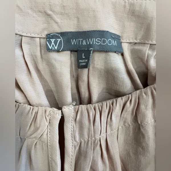 Wit & Wisdom Dusty Rose Embroidered Eyelet Bell Sleeve Blouse Size L - Image 7