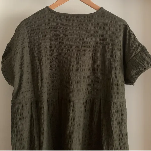 Madewell Olive Tiered Mini Dress Size S‎ Oversized Fits M/L Relaxed Crinkle NWT - Image 7