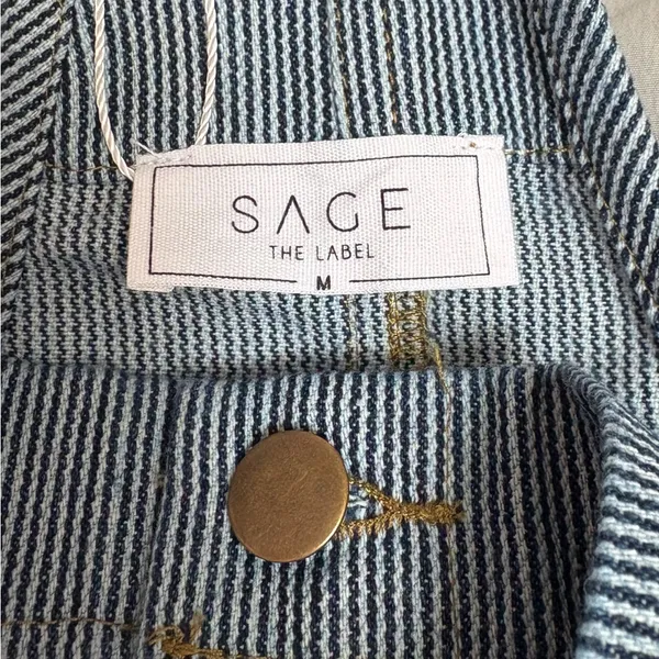 Sage The Label Blue and White Striped Overalls Size Medium‎ NWT - Image 7