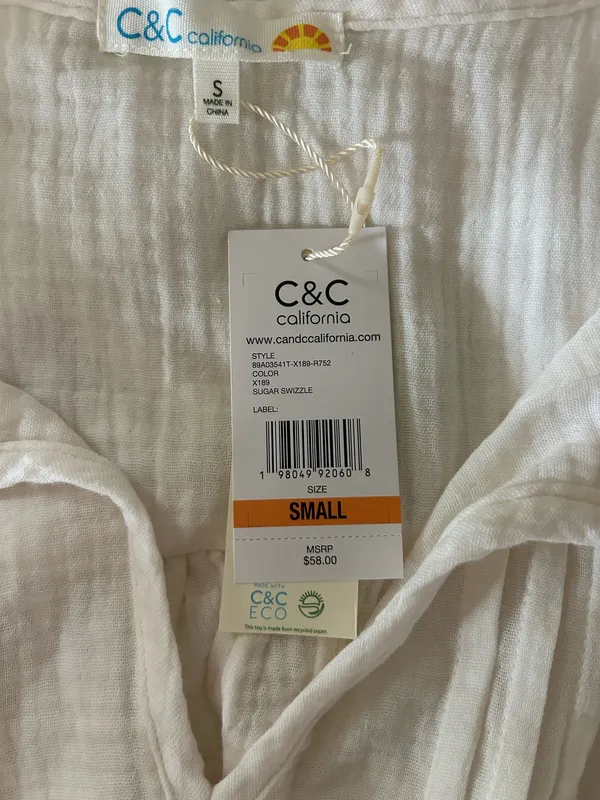 C&C California White Linen Tank Top - Image 4