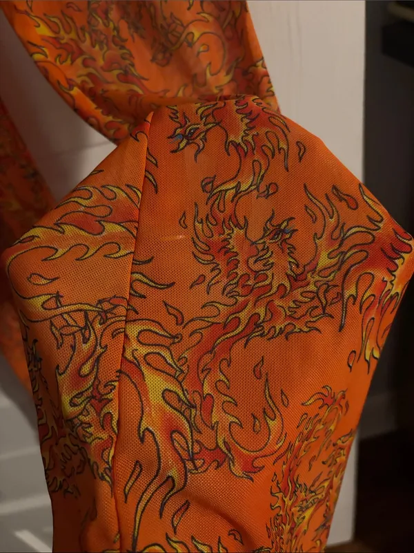 Ed Hardy Orange Flame Printed Mesh Wide-Leg Women's Pants - Image 2