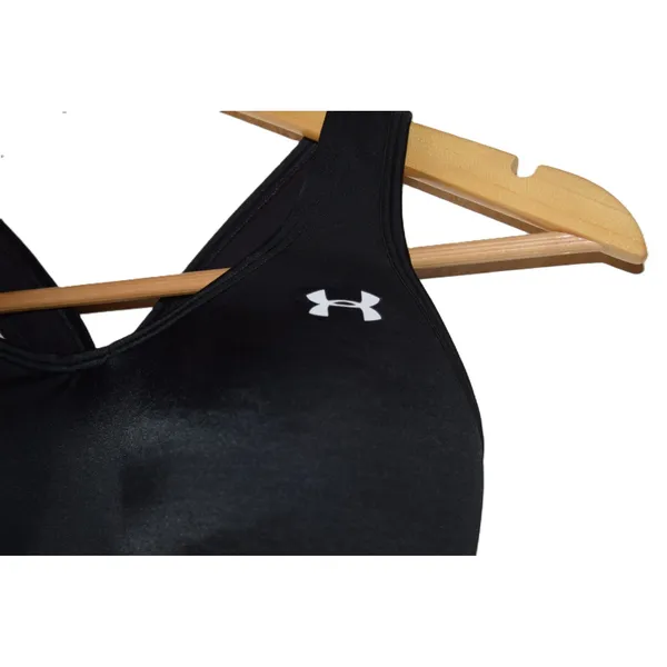 Under Armour Sports Bra Womens Medium Black Excellent Crossback Mesh Padded - Image 2