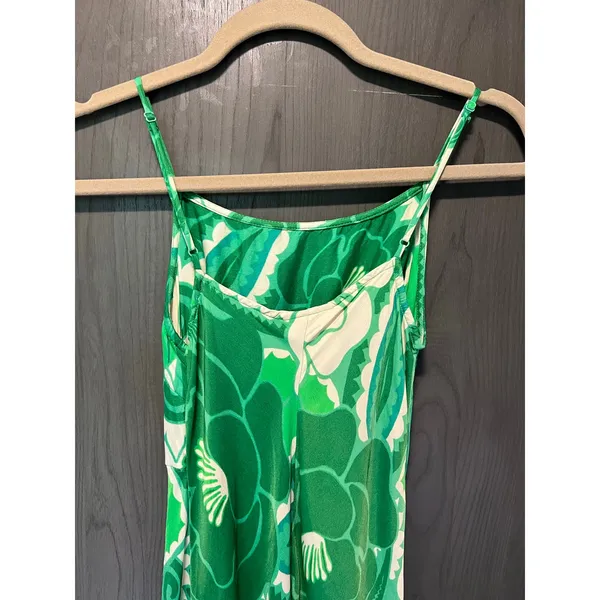 Farm Rio Tropical Cutout Satin Midi Slip Dress Green Size XS Resortwear - Image 9