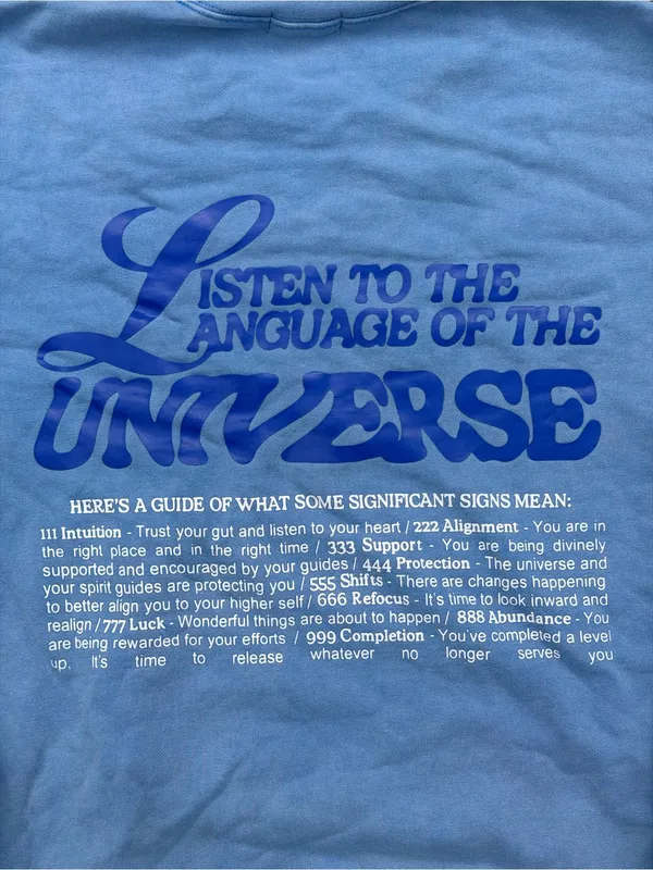 The Mayfair Group Sweatshirt Women’s XS Blue Language Of The Universe Crewneck - Image 7