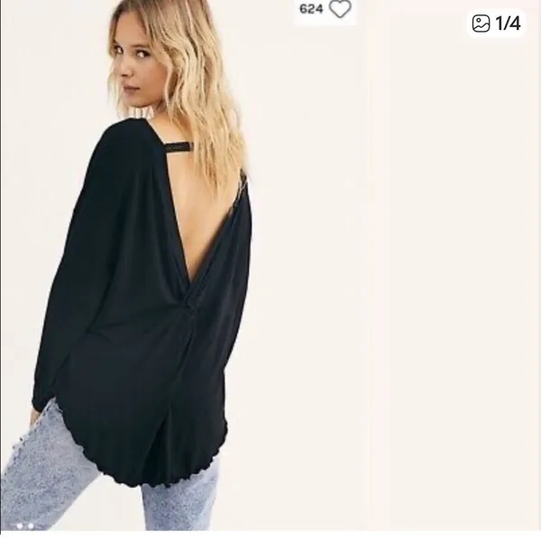 Free People NWT shimmy shake ‎ Black Low Back Top small - Image 2
