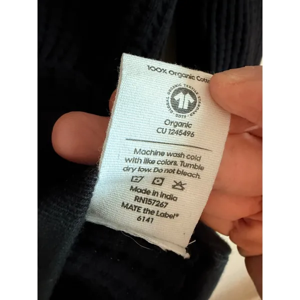 MATE Waffle collared 1/2‎ zip Pullover Size M Black Organic Waffle Sweatshirt - Image 8