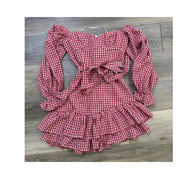 Maeve Anthropologie Bare Frill Mini Dress Red White 0P Petite - Image 3