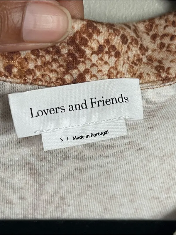 LOVERS + FRIENDS Brown Snake Print Long Sleeve Collared Midi Dress Sz S - Image 6