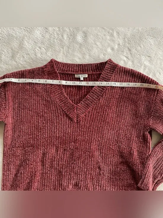 Rag Poets Burnt Maroon Knit V Neck Sweater size S - Image 7