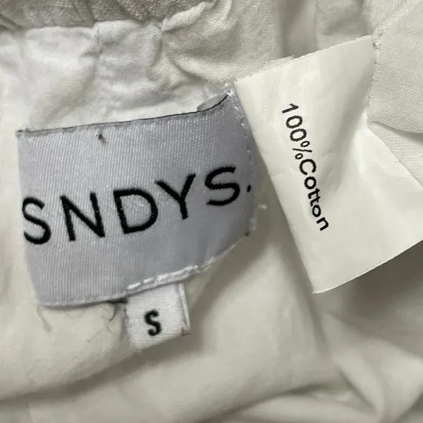SNDYS. Womens White High Rise Drawstring Relaxed Casual Wide Leg Trouser Pants S - Image 4
