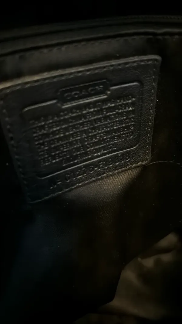 Coach Black Leather Signature Embossed Tote - Image 7