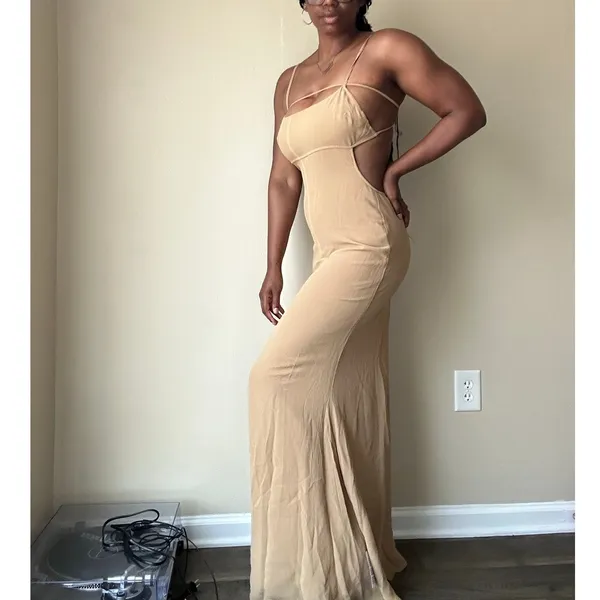 ASOS Tan Strappy Maxi Dress Size 8 - Image 3