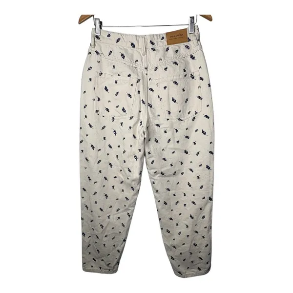 Frank‎ And Oak Linda Balloon Fit Jeans Womens 27 Cream Floral High Rise Tapered - Image 10