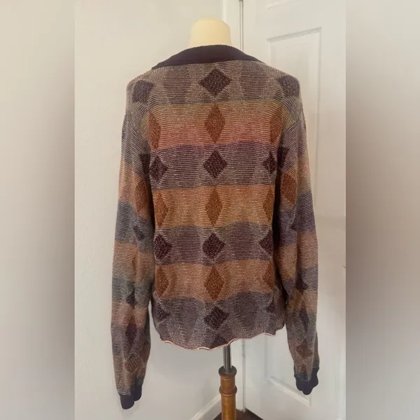 Free People Diamond Days Sweater Wool Mohair Grandpa Cottage Retro Size Large - Image 3