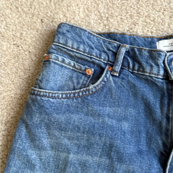 Zara Jean Skirt Womens Blue Y2K festival Denim Flat raw hem Front Mini medium - Image 6