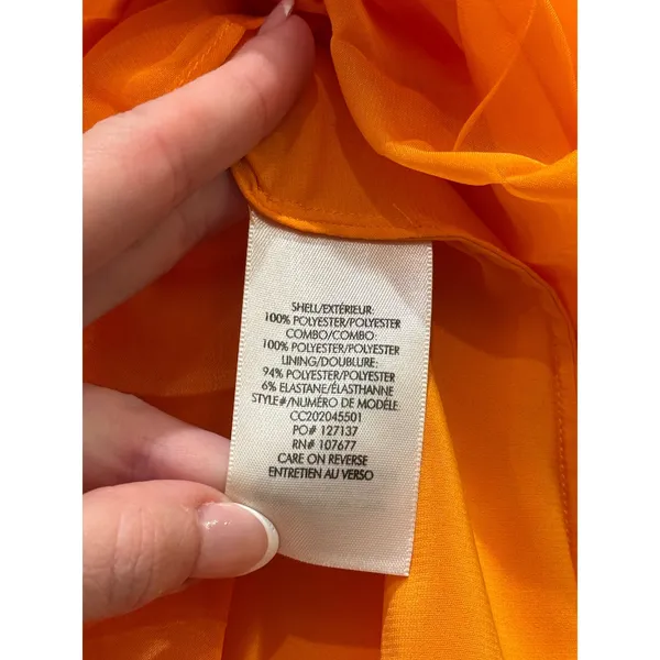 Alice + Olivia Pleated Maxi Dress Womens 8 Orange V-Neck Smocked Waist Delora - Image 6