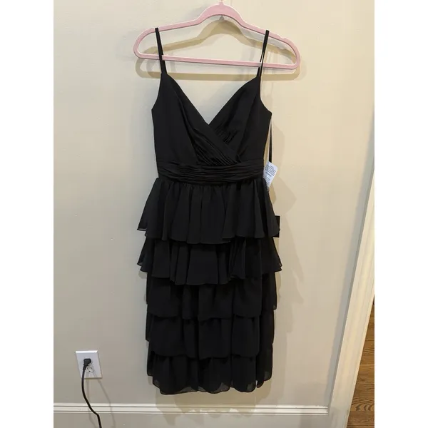 Mac Duggal Black‎ Tiered Ruffle Midi Dress Size 2 Original MSRP $358 - Image 3