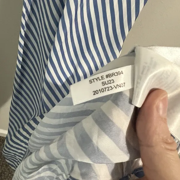 J. Crew Gwyneth Slip Midi Dress Women's 2 Cupro Blend Blue White Striped V-Neck - Image 11