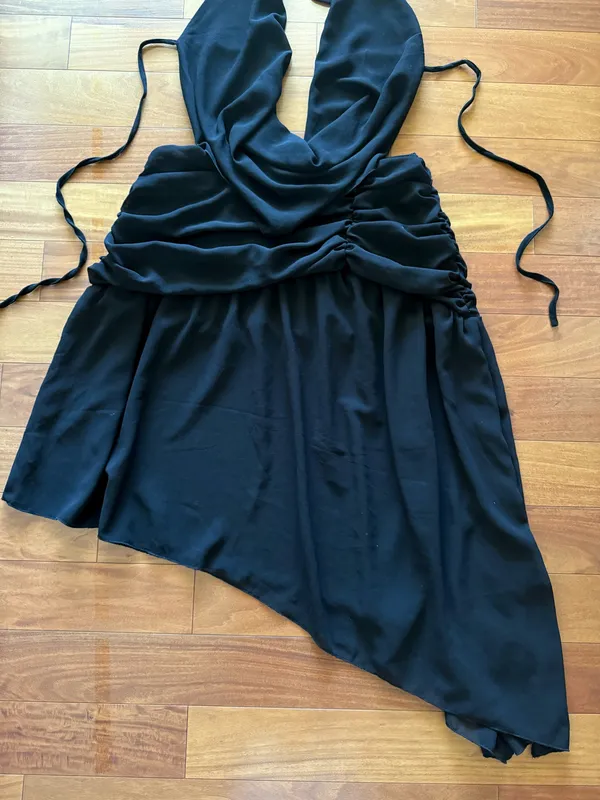 Peppermayo Black Elysia Chiffon Cowl Neck Halter Asymmetrical Hem Dress - Image 8