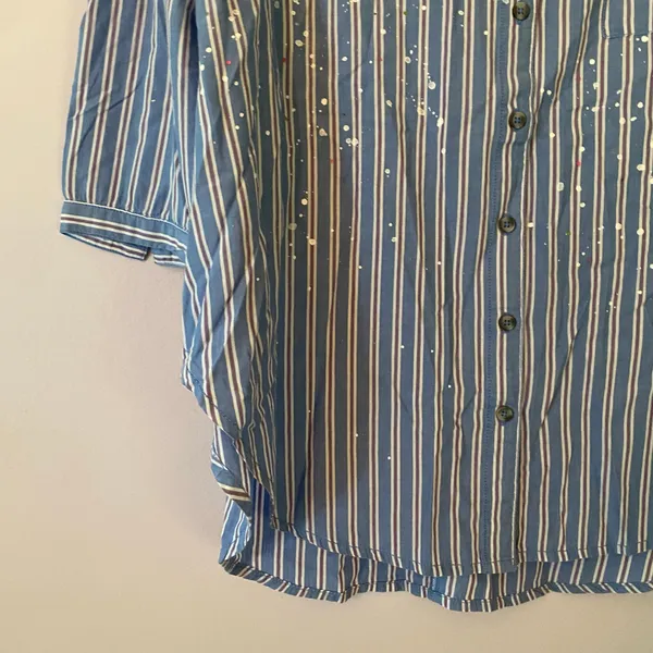 Pilcro Anthropologie Blue Stripe Button Down Shirt Preppy Oversized XS / Small - Image 5