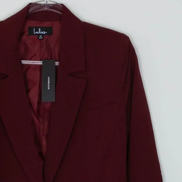 NWT Lulus Womens Suit and Score Single Breasted Blazer Size M Red Preppy‎ Career - Image 3