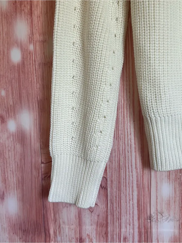 English Factory Ivory Puff Sleeve High Crewneck Sweater Size XS - Image 14