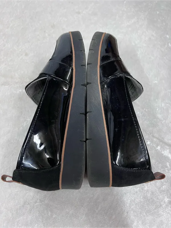 Dr. Scholl’s Black Slip-On Loafers glossy black brown trim 7.5 - Image 5