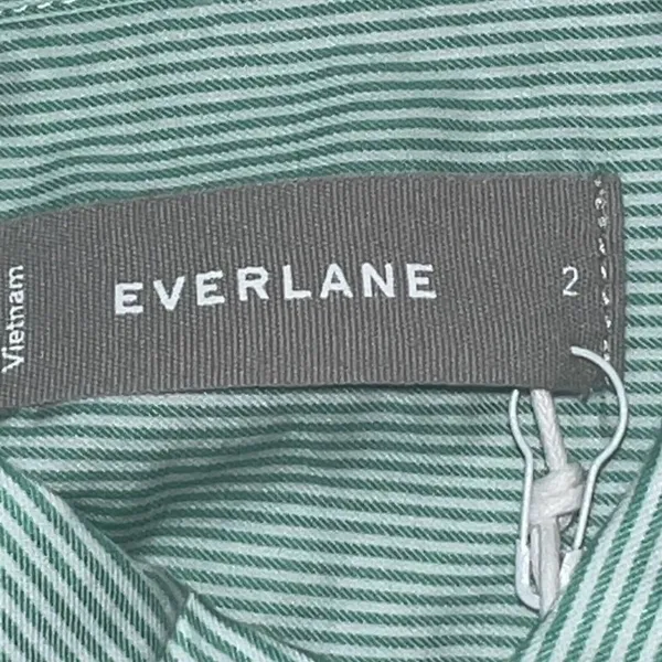 Everlane Womens Cotton Oversized Shirt 2‎ Mint Green White Pinstripe Button Down - Image 5