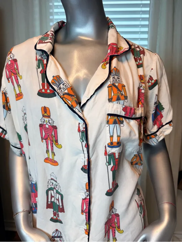 Katie Kime Nutcracker Pajama Shirt Extra Large XL Cotton Modal Holiday Sleep Top - Image 2