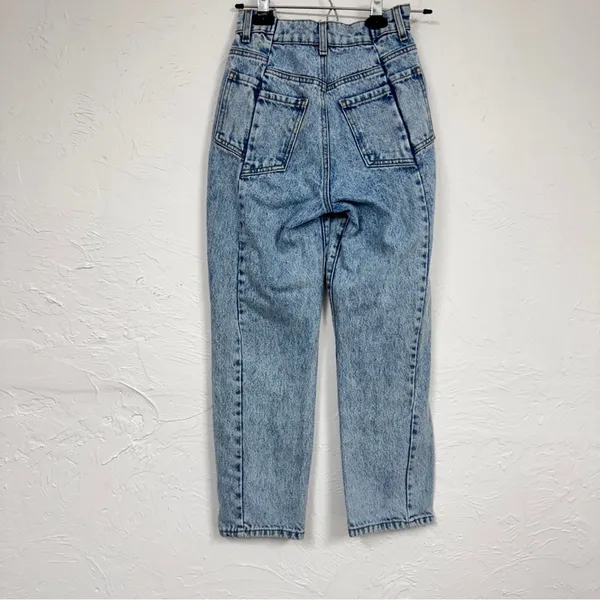 Revice Denim Blue Acid Wash Straight Leg Jeans Womens 24 High Rise Button Fly Casual - Image 4