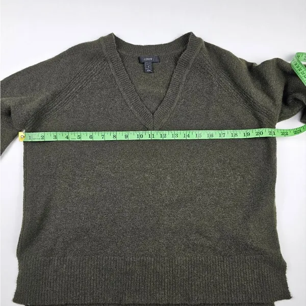 J. Crew Olive Green Alpaca Blend V-Neck Long Sleeve Pullover Sweater Size S‎ - Image 5