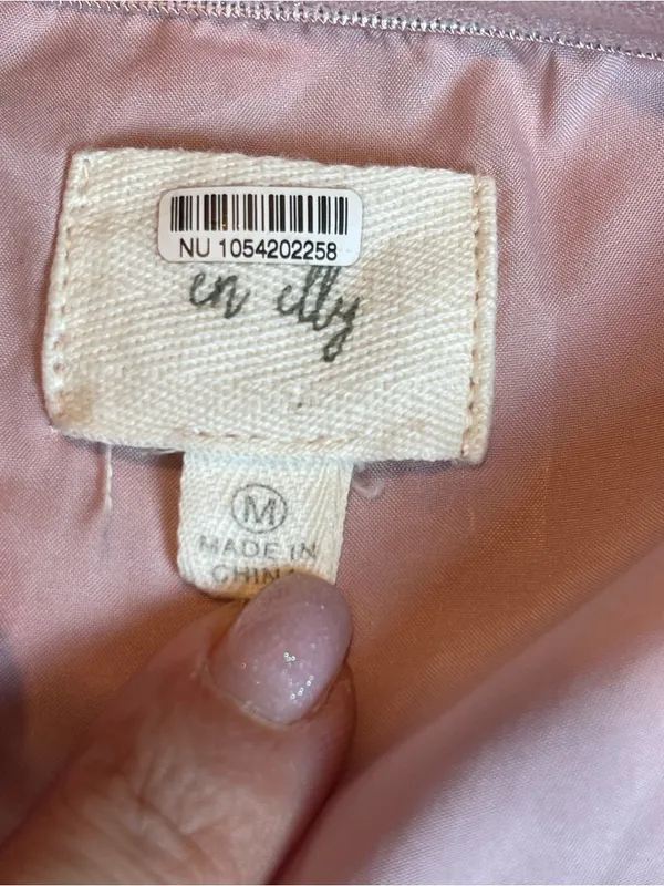 En Elly By Anthropologie Strapless Hi-Low Jacquard Cocktail Dress Pink Floral M - Image 10