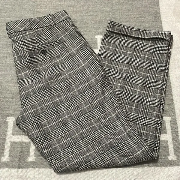 NWT Banana Republic Brooke Gray Plaid Wool Pants Minimalist Career Preppy Office - Image 3