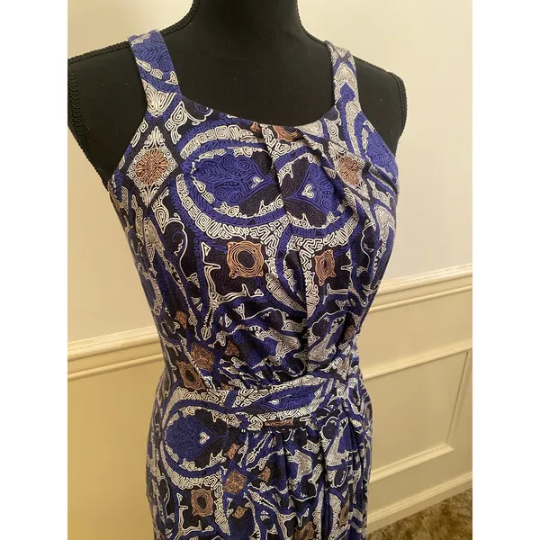 Anthropologie Maeve Auretta Maxi Dress Blue Geometric Summer Sleeveless Vacation - Image 3
