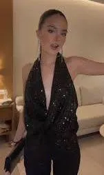 NWT  Black Sequin Halter Top. - Image 6