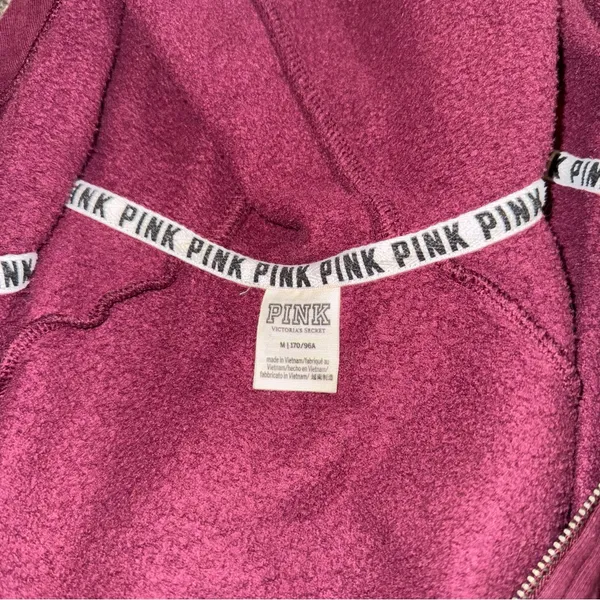 Victorias Secret PINK Maroon Burgundy Wine Red Everyday Logo Lounge Hoodie - Image 2