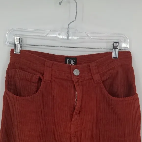 BDG Urban Outfitters Orange/Red Corduroy Straight Leg‎ Mid Rise Pant Size 25 - Image 4