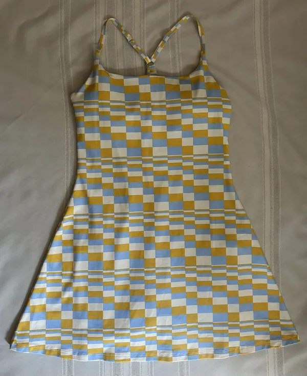 Outdoor Voices TechSweat Move Free Active Dress Size M Checkered Print Sport EUC - Image 5