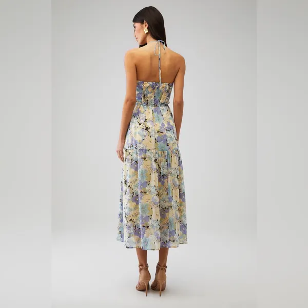 ASTR The Label Women's Rozina Blue‎ Green Floral Cutout Lined Maxi Dress - Image 2