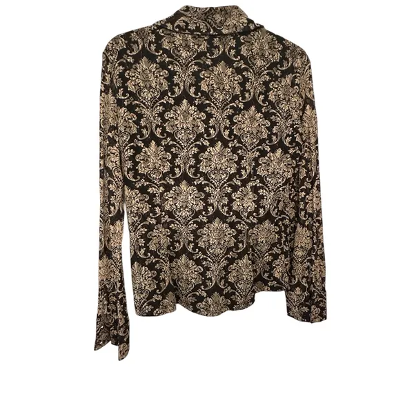 INC International Concepts Black and Cream Floral Shirt - Image 3