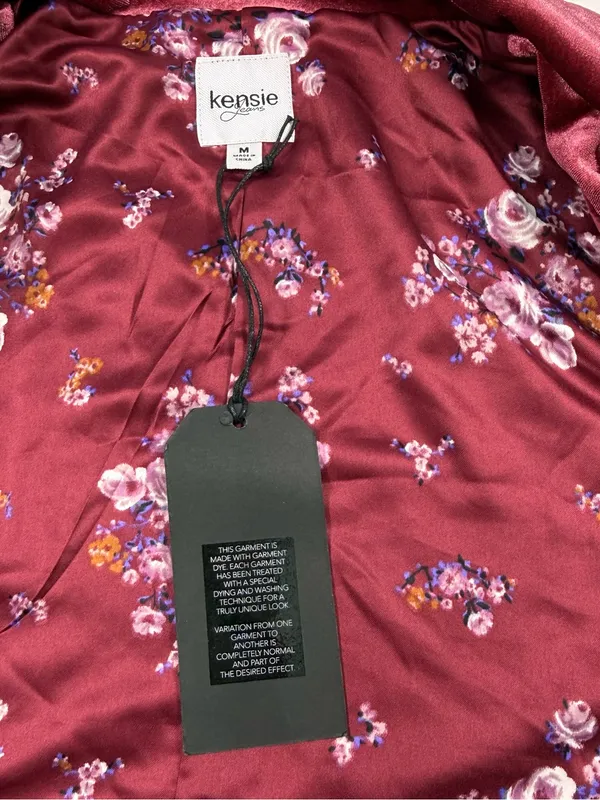 Kensie Wine Velvet Single-Button Blazer Size Medium NWT - Image 6