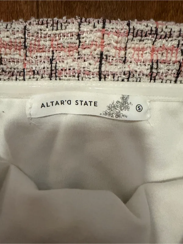 Altar'd State Pink and White Tweed Mini Dress - Image 3
