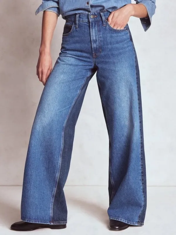 Boden Hotch Potch High Rise Wide Leg Jeans Two Tone Retro Denim Size 26R - Image 3