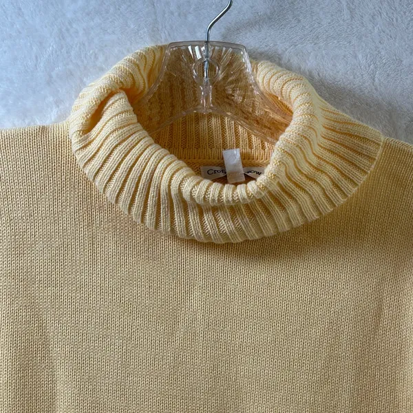 Croft & Barrow Womens Pale Yellow Turtleneck Knit Sweater NWT Size Large - Image 5