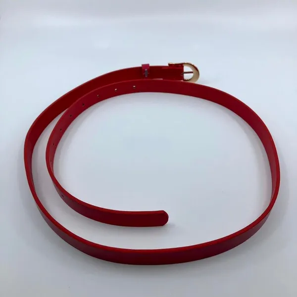 Women's Red Faux Leather Belt w/ Gold Buckle, Fits 34"-43" Inches, X7G9A230-6 - Image 4