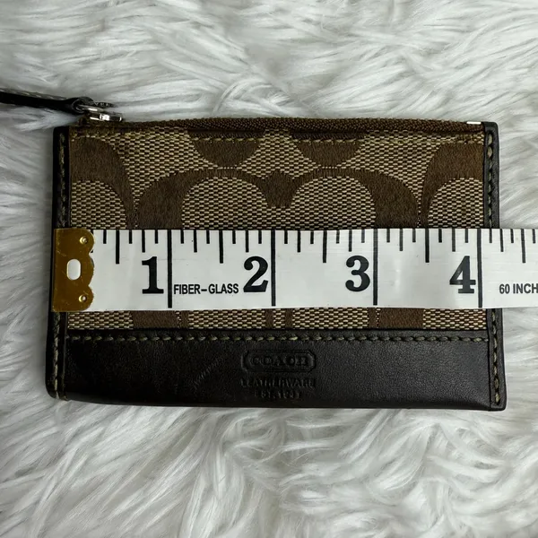 y2k COACH Signature Brown Card Holder Coin Purse Key Ring - Image 4