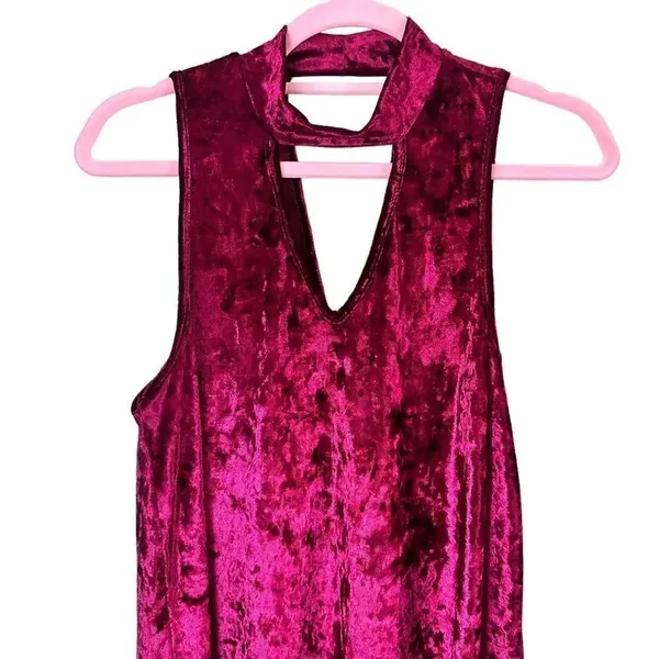 Altar’d State Burgundy Red Crushed Velvet Choker Dress Size Medium - Image 7